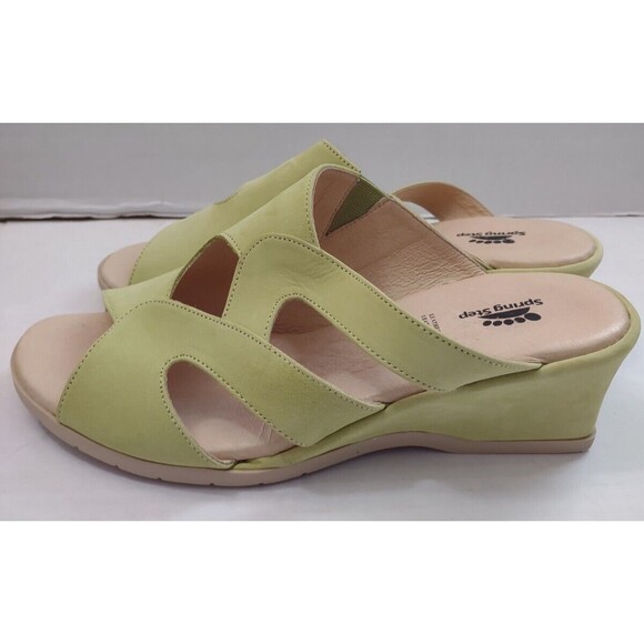Spring Step Sandals Wedge Size 9US/40EU Spring Green Suede Slip On - Picture 3 of 9